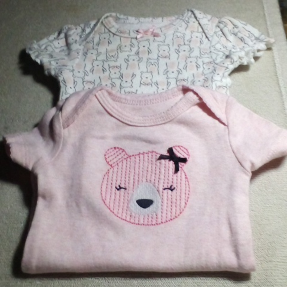 4/$20 Carter's Newborn Baby Girls Lot of 2 Bodysuits, Pinks & Bears